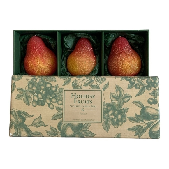NIB CANDLE Set The White Barn Candle Holiday Fruits 3x Sugared Unscented Candles - Picture 2 of 7